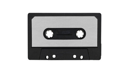 black Isolated music cassette tape with clear place for cover, front side, y2k retro style