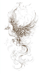 Fototapeta premium Elegant Monochrome Phoenix Tattoo Design