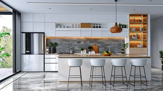 A modern, minimalistic kitchen with clean lines and no clutter