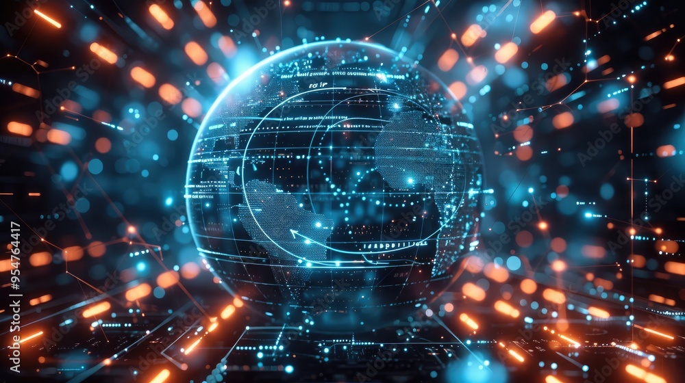 Leinwandbilder a visually striking and futuristic, a decentralized ai network powered by blockchain. in the center,