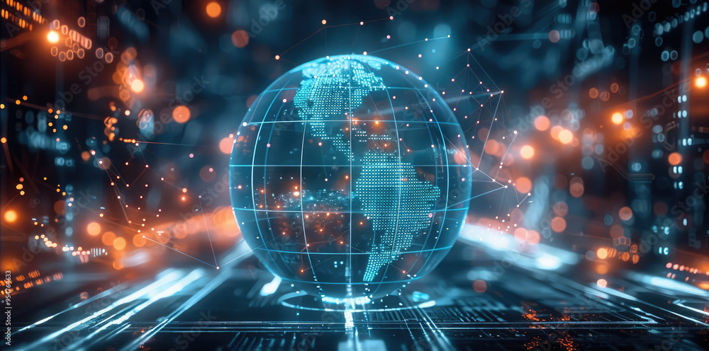 Leinwandbilder a visually striking and futuristic, a decentralized ai network powered by blockchain. in the center,
