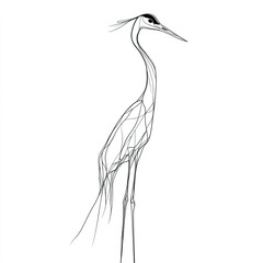Obraz premium Minimalist Heron Line Art Illustration
