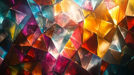 Abstract Geometric Pattern of Multicolored Glass
