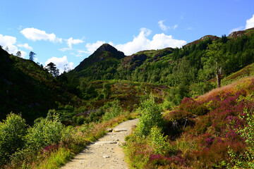 The main path up to Ben A'an (summit seen in the distance), in The Trossachs area of Scotland