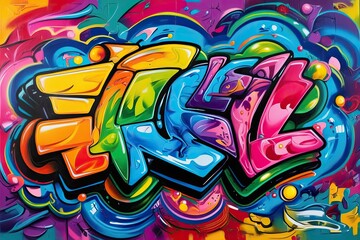 Obraz premium Vibrant Graffiti Art with Energetic Abstract 3D Design Background