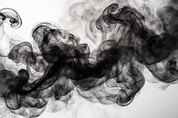 Smoke on White Background, Dark Smoke Abstraction, Artistic Smoke Effect