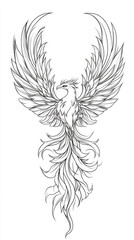 Obraz premium Elegant Monochrome Phoenix Tattoo Design