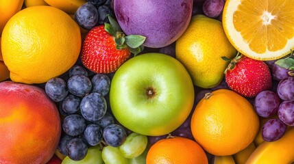 Fresh ripe colorful fruits, healthy food for background