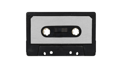 Fototapeta premium black Isolated music cassette tape with clear place for cover, front side, y2k retro style