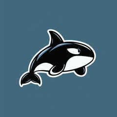 Obraz premium Orca whale design illustration logo on blue background