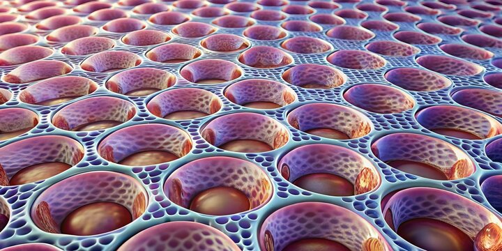 "A photo image of a thin layer of flat cells with no obvious boundaries, covering a surface to protect or facilitate exchange."
