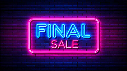 Neon "final sale" sign on brick wall. perfect for retail.
