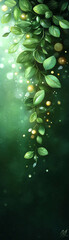 Obraz premium A green leafy tree with a bunch of leaves and a bunch of small gold balls