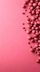 Obraz premium Pink background with a bunch of red balls