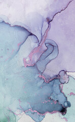 Elegant abstract watercolor artwork featuring soft pastels of blue, green, and purple hues creating...