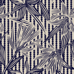 Neutral Colour Botanical Floral Seamless Pattern Design