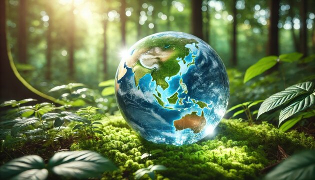 Globe in a Forest Representing the Asia-Pacific Region