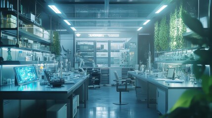 Obraz premium High-Tech Futuristic Laboratory in a Dystopian Society