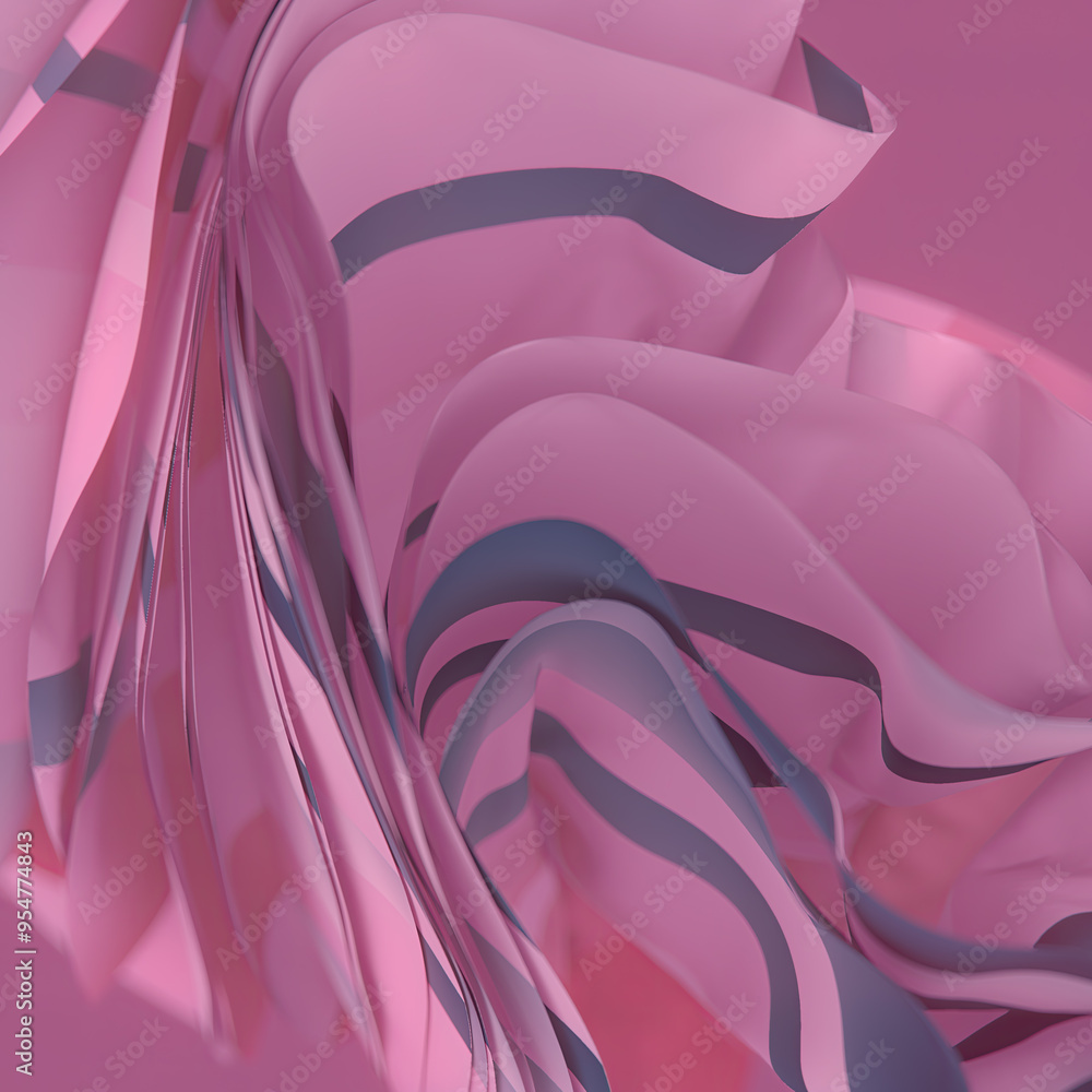 Poster Digital illustration of soft waves of fabric in the wind. 3d rendering
