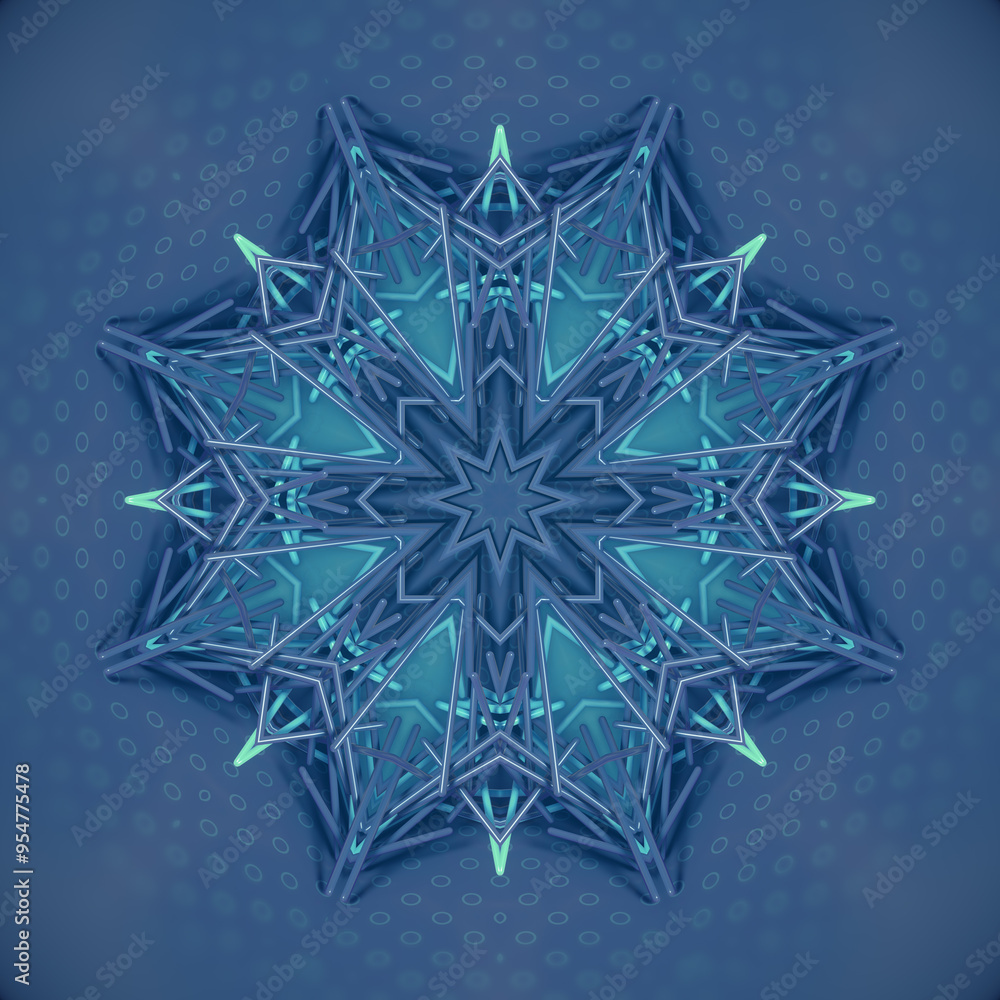 Aufkleber 3d rendering digital illustration of a kaleidoscopic star pattern of multicolored sticks