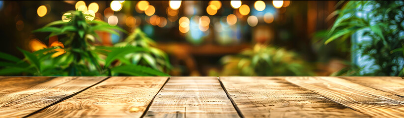 Wooden board empty table background. abstract blurred cafe background
