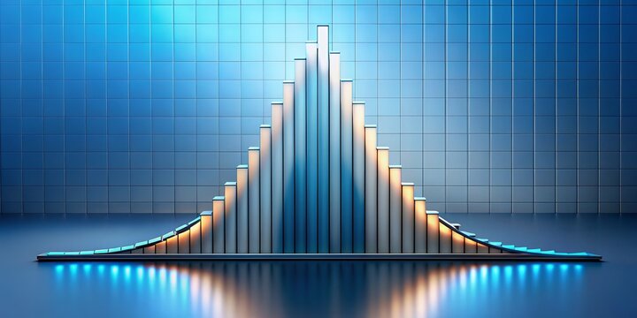 Photo image of a bell-shaped curve of a normal distribution with overlapping histograms for different variables