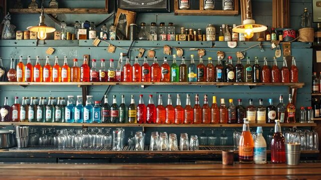 A retro soda fountain with classic glass bottles