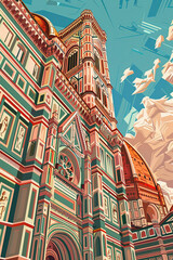 Fototapeta premium Majestic Florence Cathedral: A Geometric View