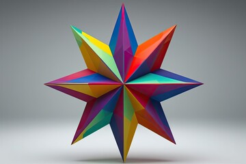 Vibrant 3D Geometric Star Visualizations with Colorful Shapes