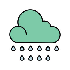acid rain color line icon with white background vector stock illustration