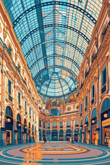 Obraz premium Elegant Galleria Vittorio Emanuele II: A Geometric View