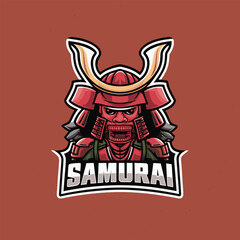 Obraz premium samurai design character logo with text
