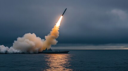 Missile Launch from Warship