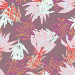 Neutral Colour Botanical Floral Seamless Pattern Design