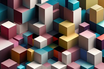 Obraz premium Three-Dimensional Abstract Geometric Blocks Background Design
