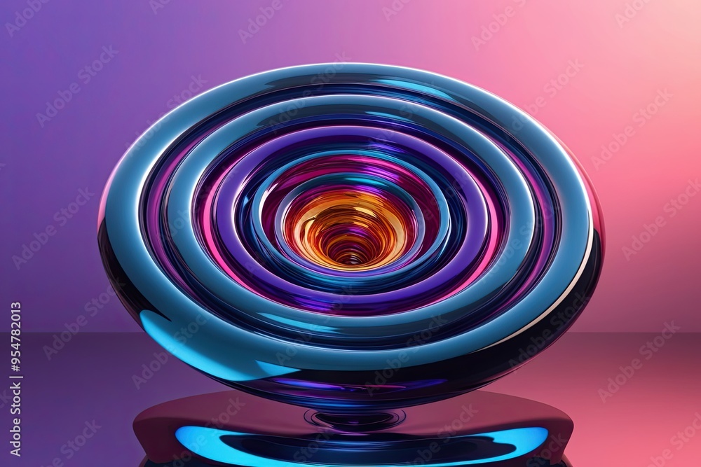 Poster vibrant abstract 3d liquid vortex model with glossy background design