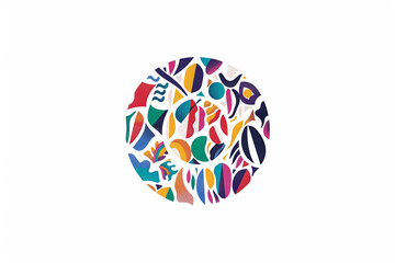Obraz premium An illustration of a circular logo with colorful patterns inside on a white background