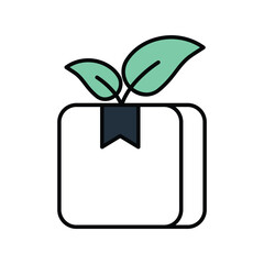 eco parcel color line icon with white background vector stock illustration