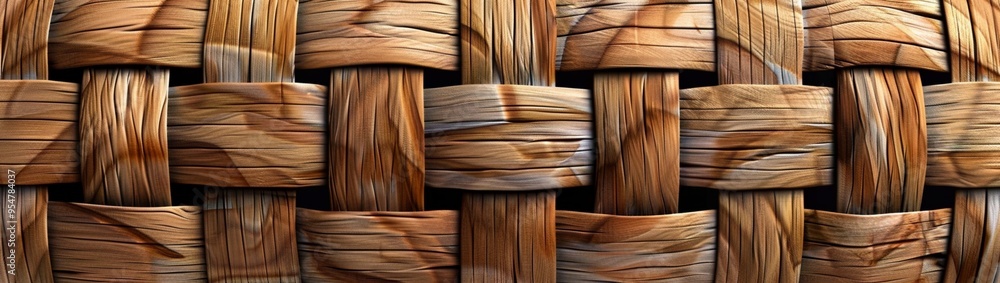Poster a seamless pattern of woven basket texture, showing the intricate interlacing of natural fibers, ide