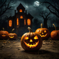 Haunted Castle with Lightning and Dark Clouds