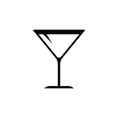 Martini glass black and white flat vector icon design on white background