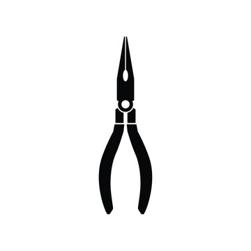 recommend clip art: Long nose plier black and white flat vector icon design