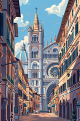 Obraz premium Stunning Siena Cathedral: A Geometric Perspective