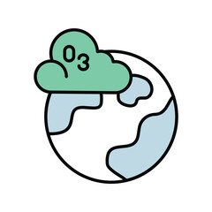 ozone layer color line icon with white background vector stock illustration