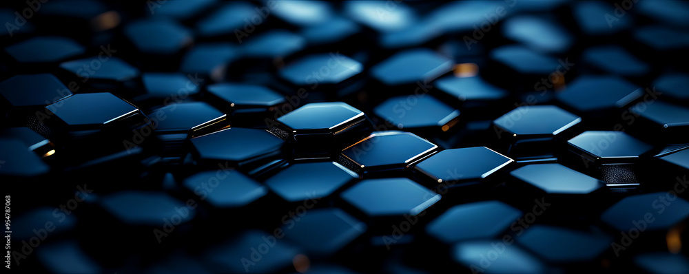 Aufkleber futuristic pattern of hexagonal shapes in deep blue tones, creating a sleek and modern design perfec