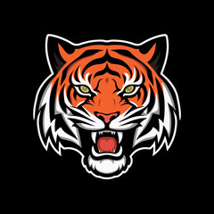 tiger logo illustration design on black background