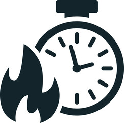 Fire burning time deadline clock showing urgency icon
