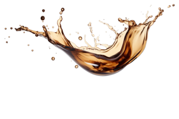 Splashes of coffee liquid splash in large waves, perfect for food or drink advertising, graphic design projects, and social media content