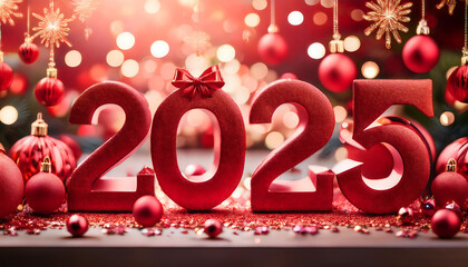  New Year 2025 Celebration with Red Decorations- A festive scene celebrating the arrival of _1(275)