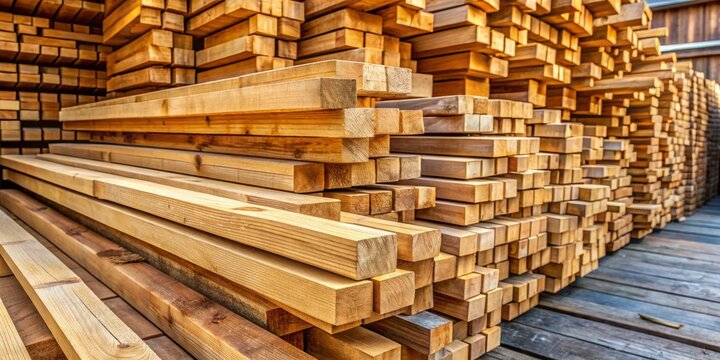 A photo image of volige bois poids m2 stacked wooden beams of different lengths and thicknesses for construction or decoration against a rustic background.
